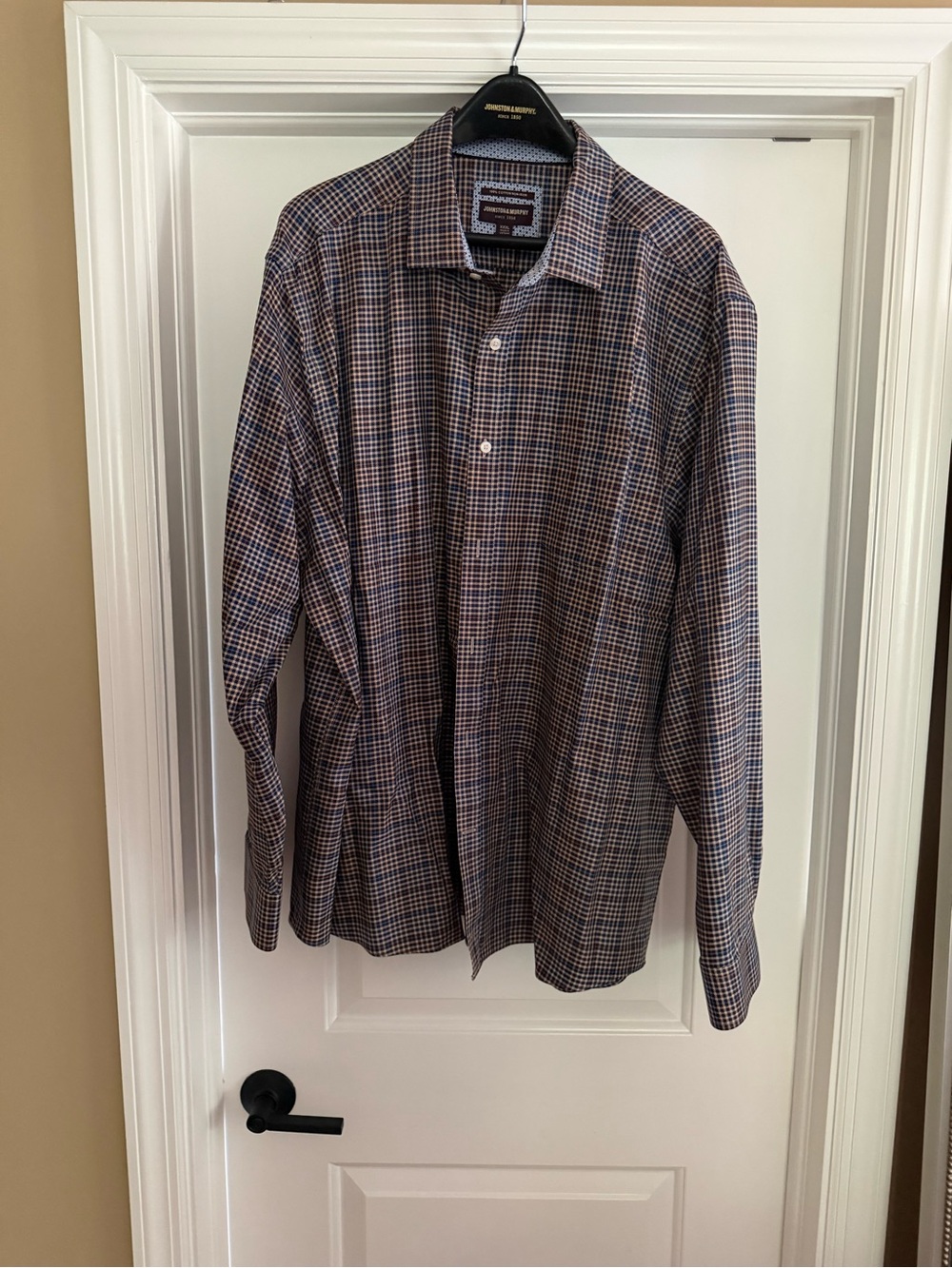 Johnston & Murphy Brown and Blue Plaid Men's Dress Shirt